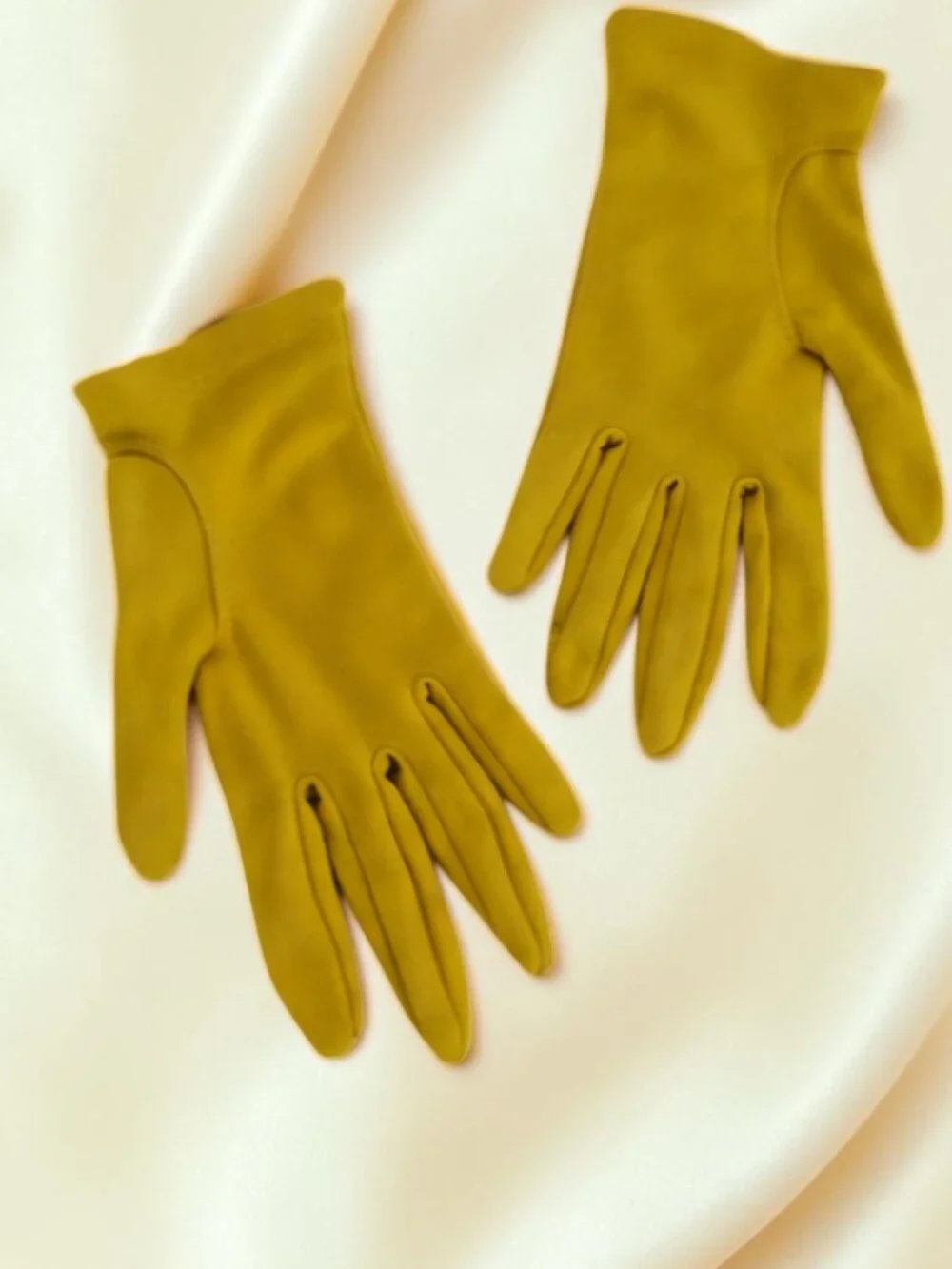 Vintage Glamour Glove Corp Marigold Yellow Nylon Gloves OS